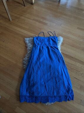 Zara Royal Blue Lace-Trim Spaghetti Strap Dress